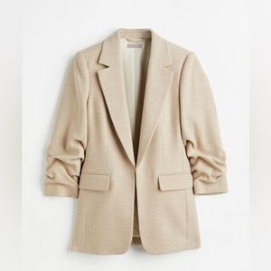 NWT H&M Light Beige Gathered-sleeve jacket Size XSmall